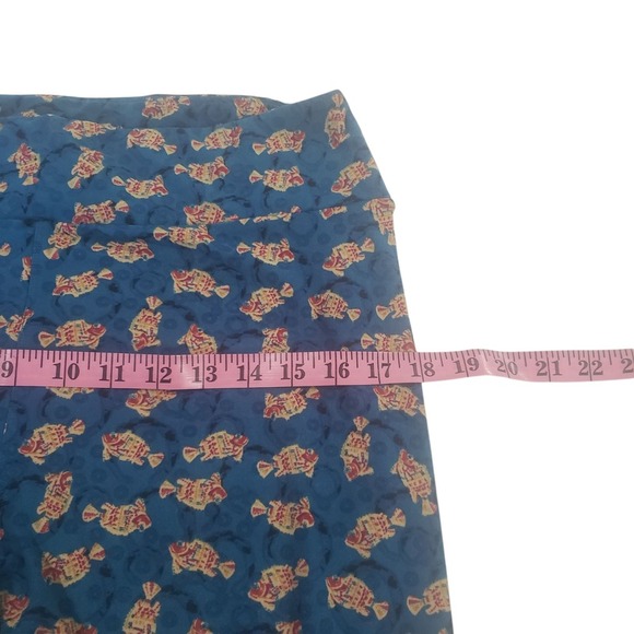 LuLaRoe Tall & Curvy Leggings Womens Blue Fish Pattern Ocean Stretch Pull On - Picture 7 of 10